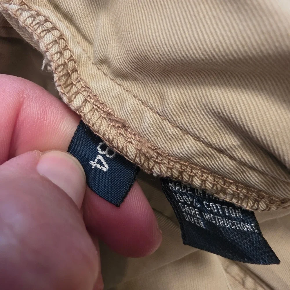 Vintage Polo Ralph Lauren‎ Mens Cargo Shorts Tan Khaki Cotton Multi Pocket 34